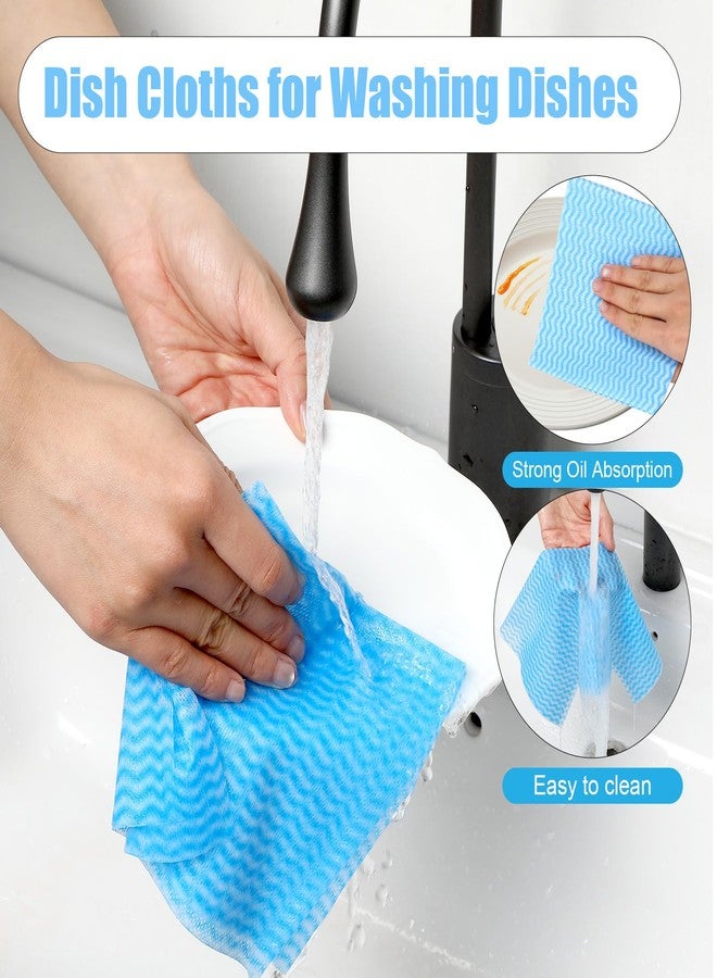 Lemecima 300 Pcs Disposable Dish Cloths for Kitchen Disposable Cleaning Cloth and Towels Handy Cleaning Wipes Disposable-Rags for Kitchen and Office(Blue) - Image 4